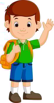 Boy with backpacks cartoon vector