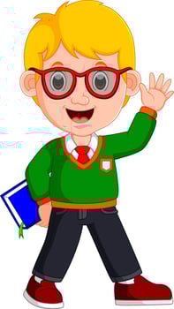 kids boy carrying book cartoon vector