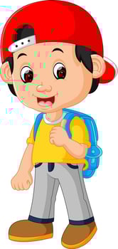 Boy with backpacks cartoon vector