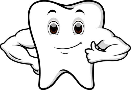 Strong tooth cartoon vector
