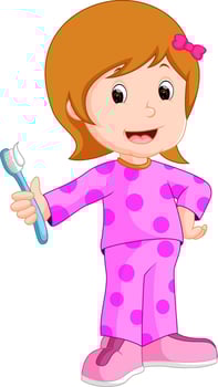 Young Girl Brushing Her Tooth vector
