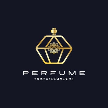 Luxury perfume bottle logo design, illustration for cosmetics, beauty, salon, company products, vector