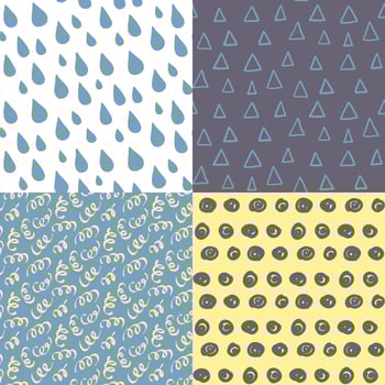 Hand drawn seamless pattern set. vector