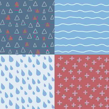 Hand drawn abstract seamless pattern set. vector