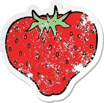 retro distressed sticker of a cartoon strawberry vector