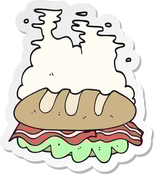 sticker of a cartoon huge sandwich vector