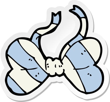 sticker of a cartoon striped bow tie vector