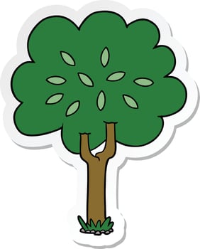 sticker of a cartoon tree vector