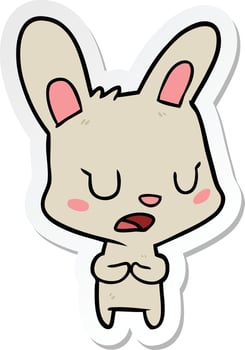 sticker of a cartoon rabbit talking vector