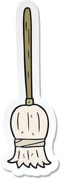 sticker of a cartoon broom vector