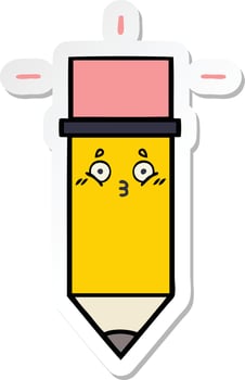 sticker of a cute cartoon pencil vector