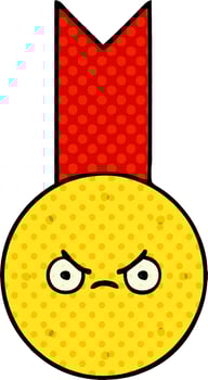comic book style cartoon gold medal vector