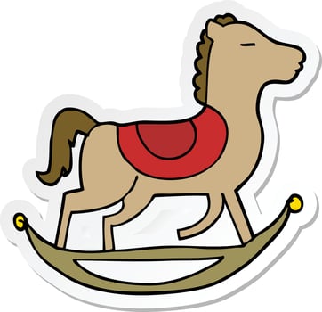 sticker of a cartoon rocking horse vector