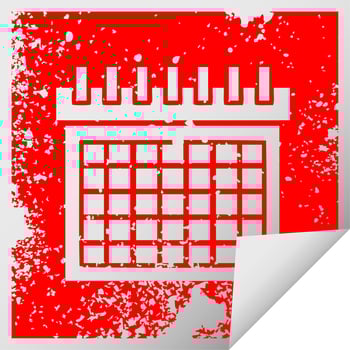 distressed square peeling sticker symbol work calendar vector