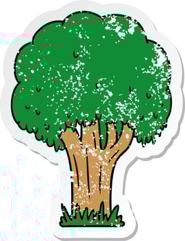 distressed sticker cartoon doodle of a summer tree vector