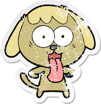 distressed sticker of a cute cartoon dog vector