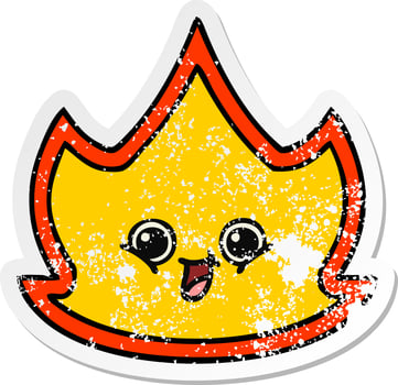 distressed sticker of a cute cartoon fire vector