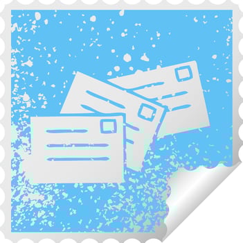 distressed square peeling sticker symbol letters vector