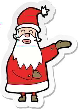 sticker of a cartoon santa vector