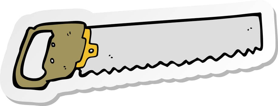 sticker of a cartoon saw vector