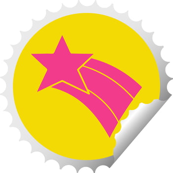 circular peeling sticker cartoon shooting rainbow star vector
