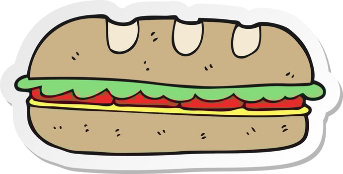 sticker of a cartoon huge sandwich vector