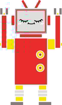 flat color retro cartoon robot vector