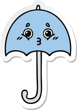 sticker of a cute cartoon umbrella vector