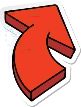 sticker of a quirky hand drawn cartoon arrow vector