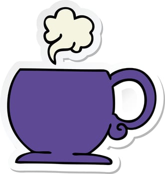 sticker of a quirky hand drawn cartoon hot drink vector