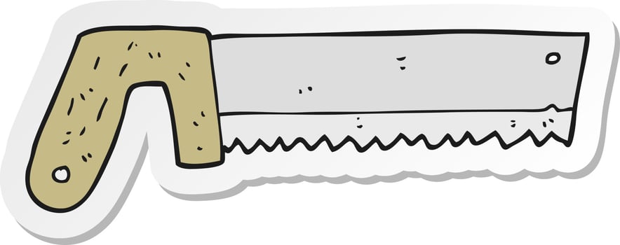 sticker of a cartoon wood saw vector