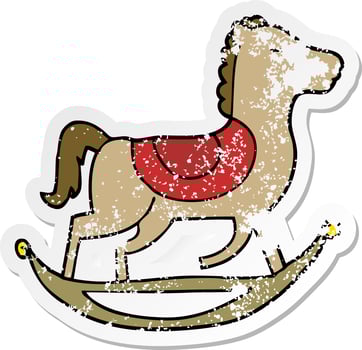 distressed sticker of a cartoon rocking horse vector