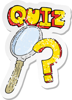 retro distressed sticker of a cartoon quiz symbol vector