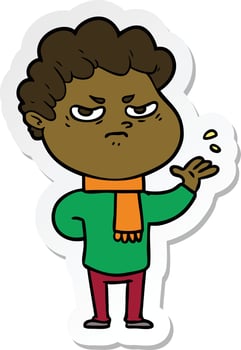 sticker of a cartoon angry man vector