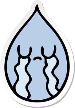 sticker of a quirky hand drawn cartoon emotional rain drop vector