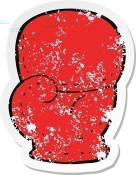 retro distressed sticker of a cartoon boxing glove vector