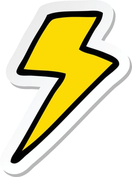 sticker of a cartoon lightning bolt vector