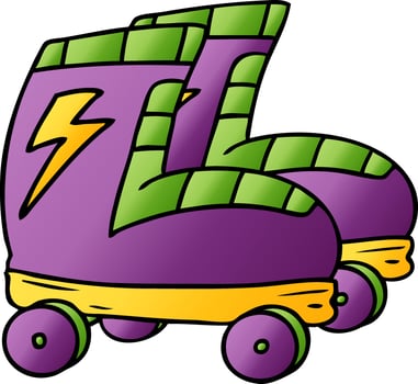 gradient cartoon doodle of roller skates vector
