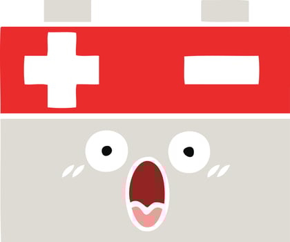 flat color retro cartoon car battery vector