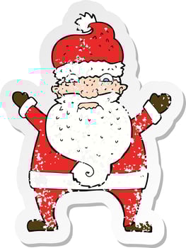 retro distressed sticker of a cartoon stressed out santa vector