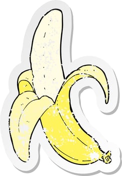 retro distressed sticker of a cartoon banana vector