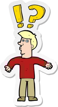 sticker of a cartoon confused man vector