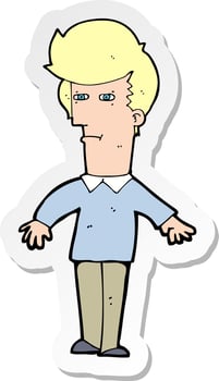 sticker of a cartoon suspicious man vector