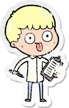 distressed sticker of a cartoon man staring vector
