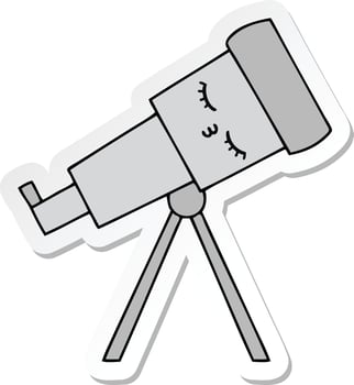 sticker of a cute cartoon telescope vector