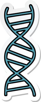 sticker of a cute cartoon DNA strand vector