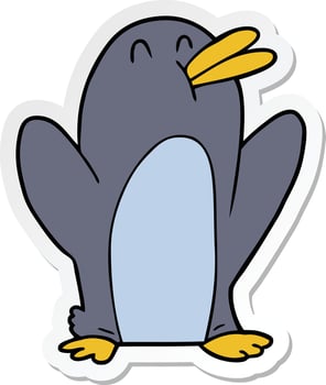 sticker of a cartoon penguin vector
