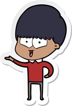 sticker of a cartoon happy boy vector