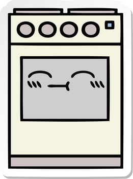 sticker of a cute cartoon kitchen oven vector