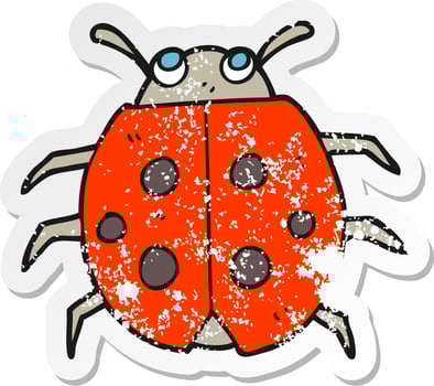 retro distressed sticker of a cartoon ladybug vector